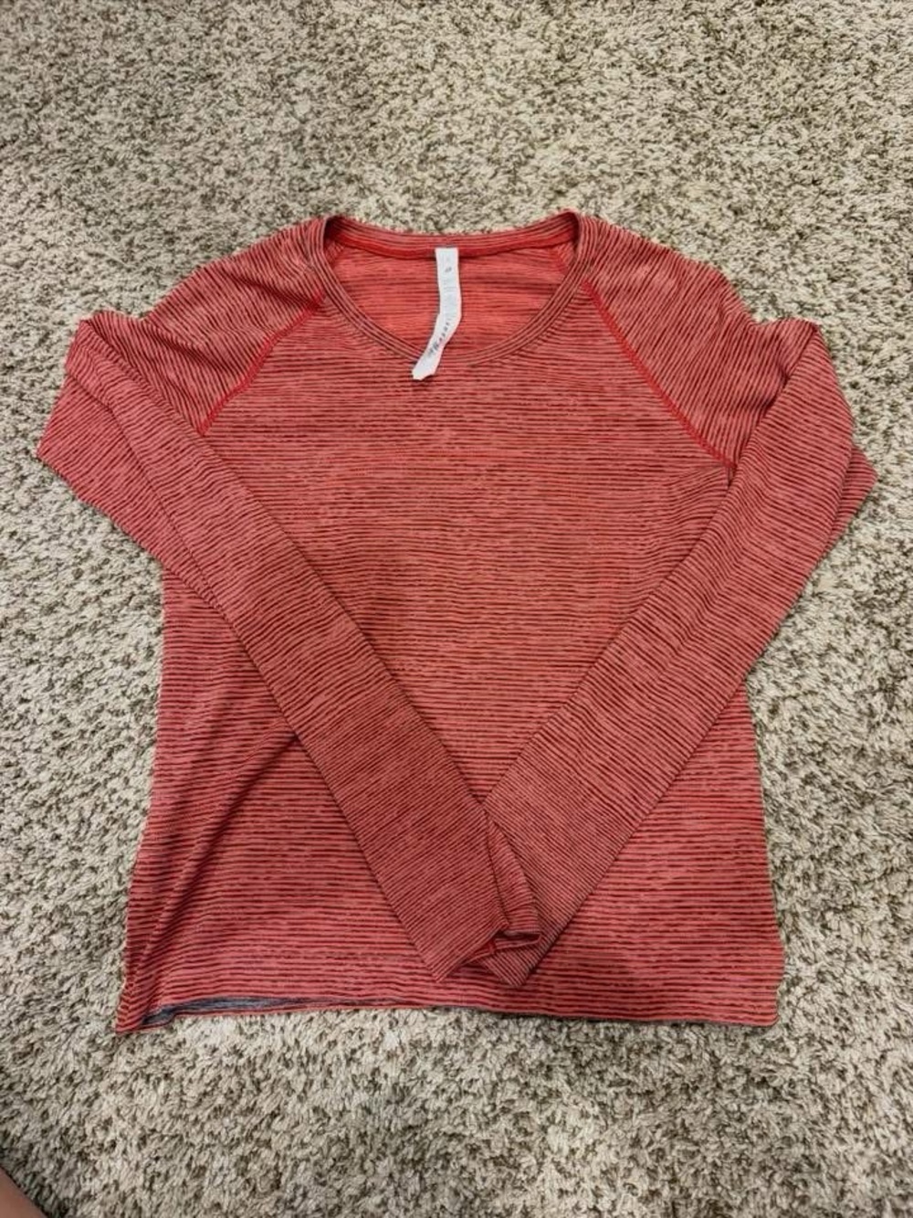 lululemon athletica Red Striped Long-Sleeve Tee